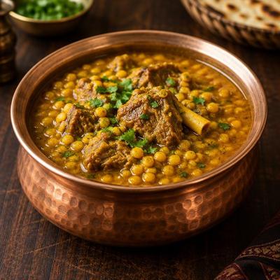 Agneau daal — Curry de gigot d'agneau mijoté aux lentilles