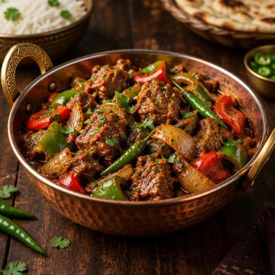 Agneau jalfrezi — Agneau sauté dans une sauce tomate épicée avec des légumes croquants
