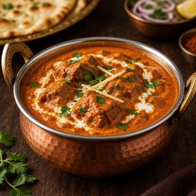 Agneau makhani — Gigot d'agneau fondant nappé d'une sauce crémeuse au beurre et à la tomate