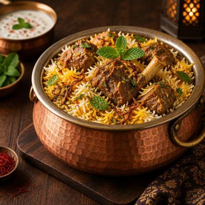 Biryani d'agneau — Riz basmati étuvé à l'agneau fondant