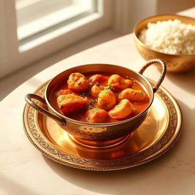 Crevettes tikka massala — Crevettes décortiquées mijotées dans une sauce massala riche et parfumée